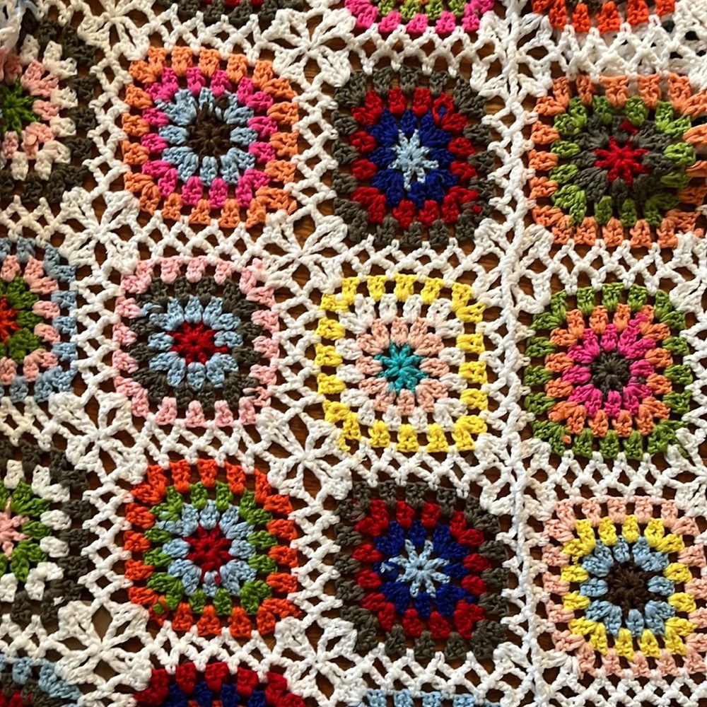 Handmade Granny Square Crochet Cardigan, swim suit cover up/ long cardig… - Picture 15 of 16